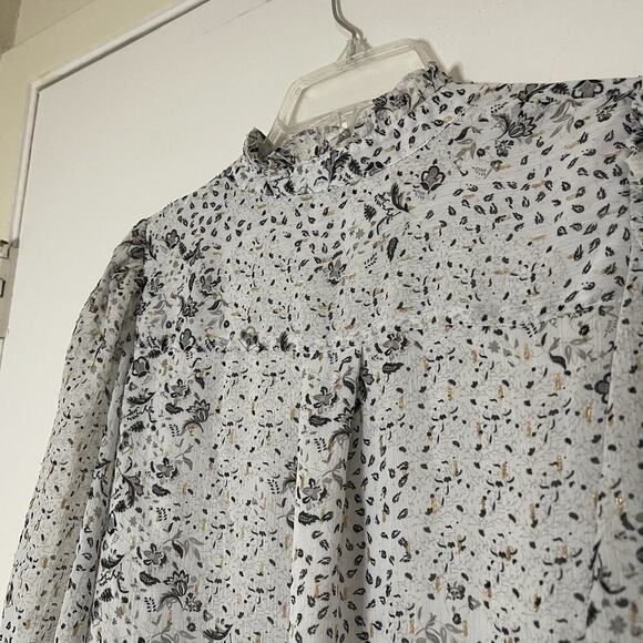 Anthropologie Maison d'amelie long sleeve abstract floral white blouse small - Picture 6 of 6